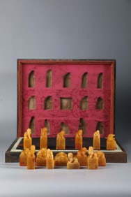 A Set of Shoushan Stone Tianhuang Stone Auspicious Beast Seal