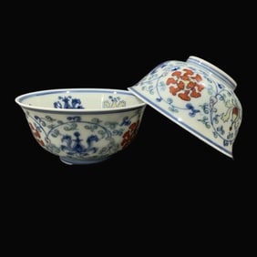 A Exquisite A pair of Doucai Treasure Lotus Pattern Cups