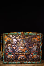 A Exquisite Thogchag Inlaid Dzi bead Gems Thangka