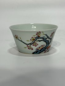 A Rare Famille-Rose Flower and Bird Pattern Cup