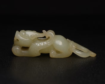 A Exquisite Hotan Jadea Dragon and Phoenix Pattern Jade Pendant