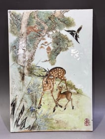 Famille-Rose Deer Pattern Porcelain Plate