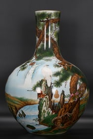 Enamel Flower and Bird Pattern Vase