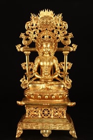 A Exquisite Gilt Bronze Buddha Statue Ornament