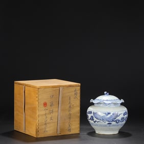 A Exquisite Blue and White Phoenix Pattern Jar, with a lid