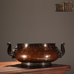 Bronze Body Sprinkled Gold Elephant-Ears Censer