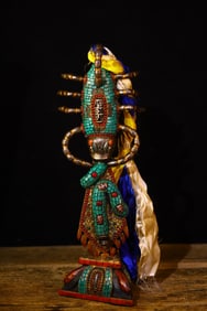 A Exquisite Thogchag Inlaid Dzi bead Gems Ornament