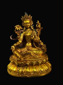A Rare Gilt Bronze Bhaisajyaguru Buddha