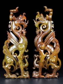 A pair of Hetian Jade Dragon