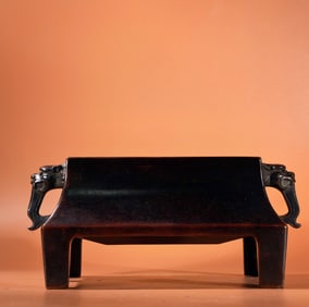 A Exquisite Red Copper Double-Ear Censer