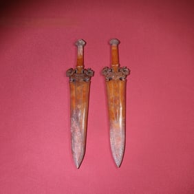 A pair of Rare White Jade Jade Swords