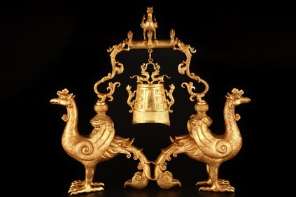 A Exquisite Gilt Bronze Phoenix Ornament