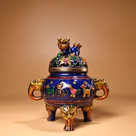 A Rare Cloisonne Chinese Zodiac Censer