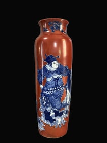 A Exquisite Blue and White Iron-Red Figures Pattern Vase