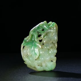 Jadeite Squirrel Grape Pendant