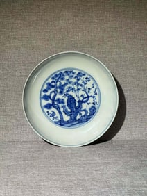 A Exquisite Blue and White Pine Bamboo Plum Pattern Plate