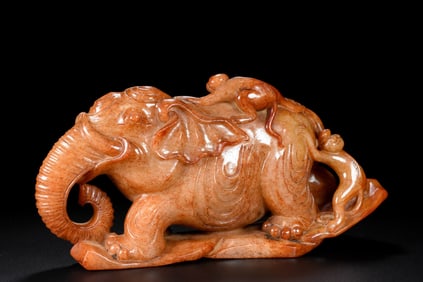 Hetian Jade Elephant Ornament