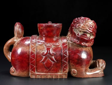 Hetian Jade Lion-shaped Candlestick