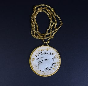 A Exquisite Hotan Jade Auspicious Beast Pattern Jade Pendant