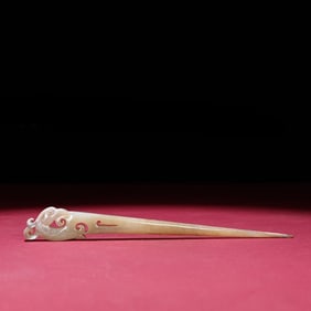 A Rare Hetian Jade Gray Skin Phoenix Hairpin