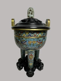 A Rare Gilt Enamel Incense Censer