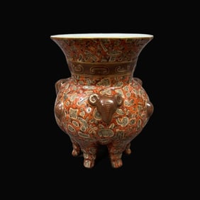 A Exquisite Stone Pattern Three Sheep Head Censer