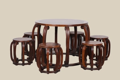 A Set of Huge Huanghuali Style Round Table