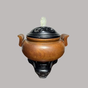 A Rare Boxwood Official Hat-Ear Incense Censer