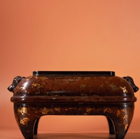 A Exquisite Red Copper Sprinkled Gold Censer