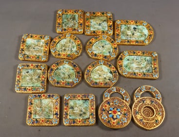 A Set of Exquisite Filigree Gilt Inlaid Jadeite Ornament