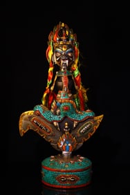 A Exquisite Thogchag Inlaid Dzi bead Gems Ornament