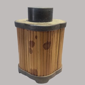 A Rare Tin Inlaid with Xiangfei Bamboo Tea Caddy