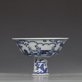 Blue and White Figure Pattern Cup