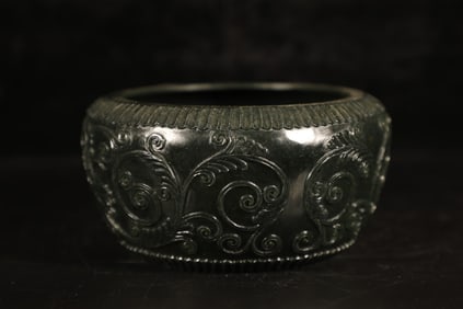 A Exquisite Jasper Lotus Pattern Brush Washer