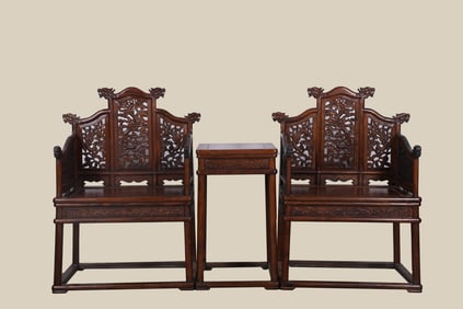 A Huge Huanghuali Wood Dragon Head Grand Armchair