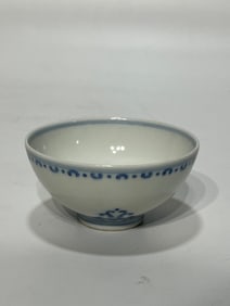 A Rare Blue and White Lotus Pattern Bowl