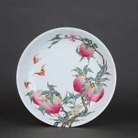 A Exquisite Famille-Rose Bats and Peach Pattern Plate