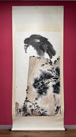 A Chinese Vertical Scroll Ink Painting of Flower and Bird on Paper
