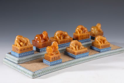 A Set of Shoushan Stone Tianhuang Stone Horse Seal