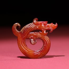 A Rare Hetian Jade Twisted Wire Dragon Pattern Pendant
