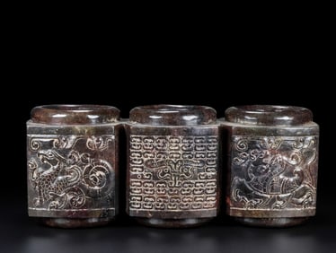 Hetian Jade Auspicious Beast Pattern Jar