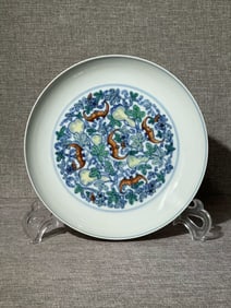 A Exquisite Doucai Fortune and Blessing Pattern Plate
