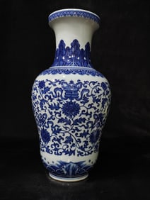 A Exquisite Blue and White Lotus Pattern Vase