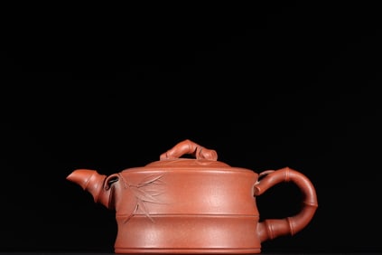 A Exquisite Purple Sands Bamboo Pattern Ewer