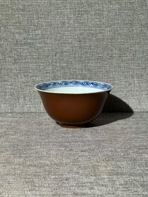 A Exquisite Blue and White Purple-Gold Glazed Bowl