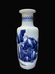 A Exquisite Blue and White Figures and Landscape Pattern Vase