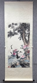 A Chinese Vertical Scroll Ink Painting of Flower and Bird on Paper