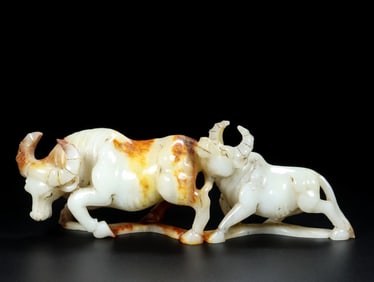 Hetian White Jade Ox Ornament