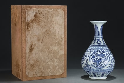 Blue and White Flower Bird Pattern Vase