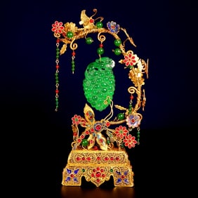 A Rare Wire inlay Technique Inlaid Jadeite Grapes Ornament